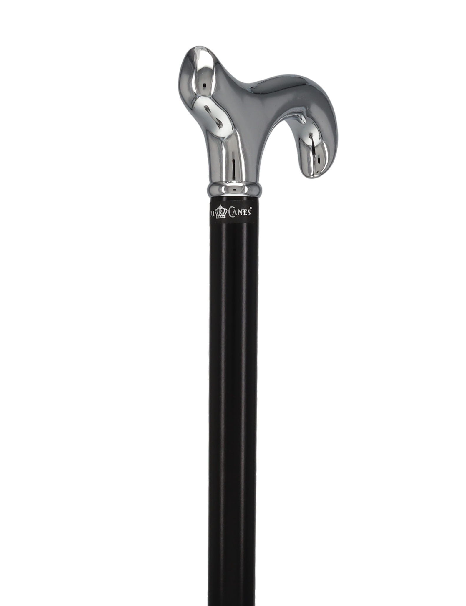 Formal Chrome Derby Cane, Black Beechwood & Silver Collar