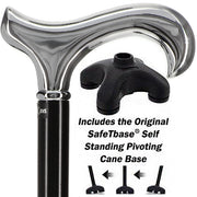 Formal Luxury Chrome Derby Cane: Silver Collar & SafeTbase
