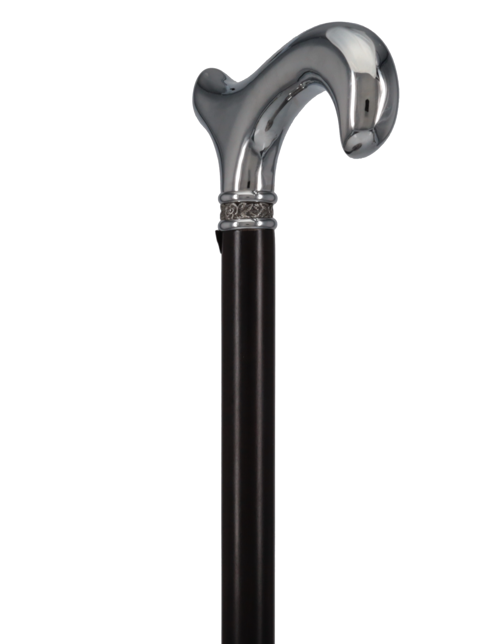 Luxurious Chrome Plated Cane: Ebony Shaft, Rose Pewter Collar