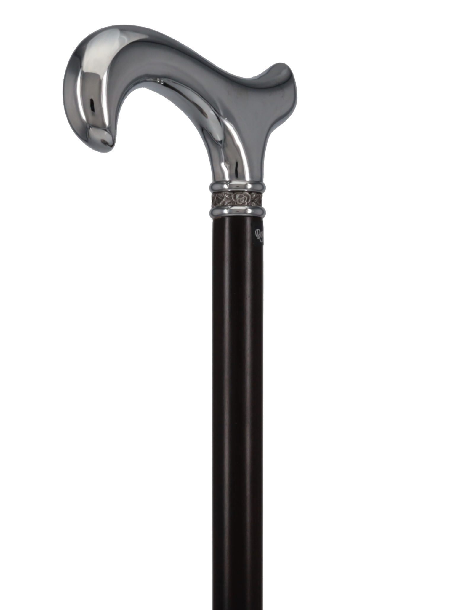 Luxurious Chrome Plated Cane: Ebony Shaft, Rose Pewter Collar