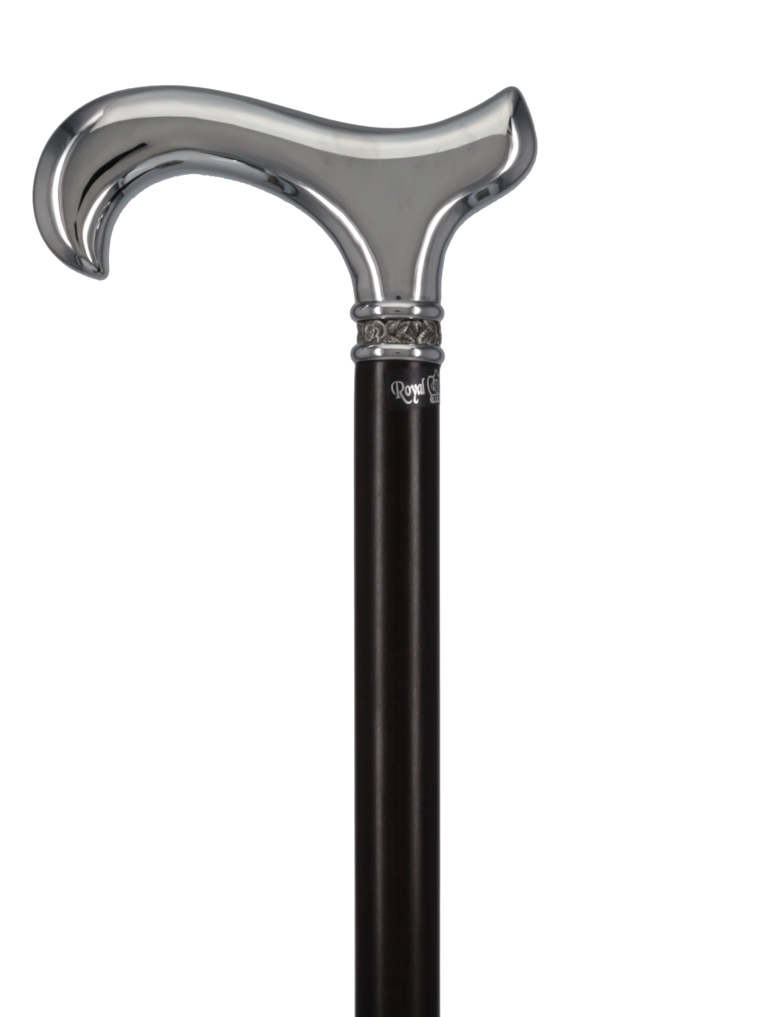 Luxurious Chrome Plated Cane: Ebony Shaft, Rose Pewter Collar