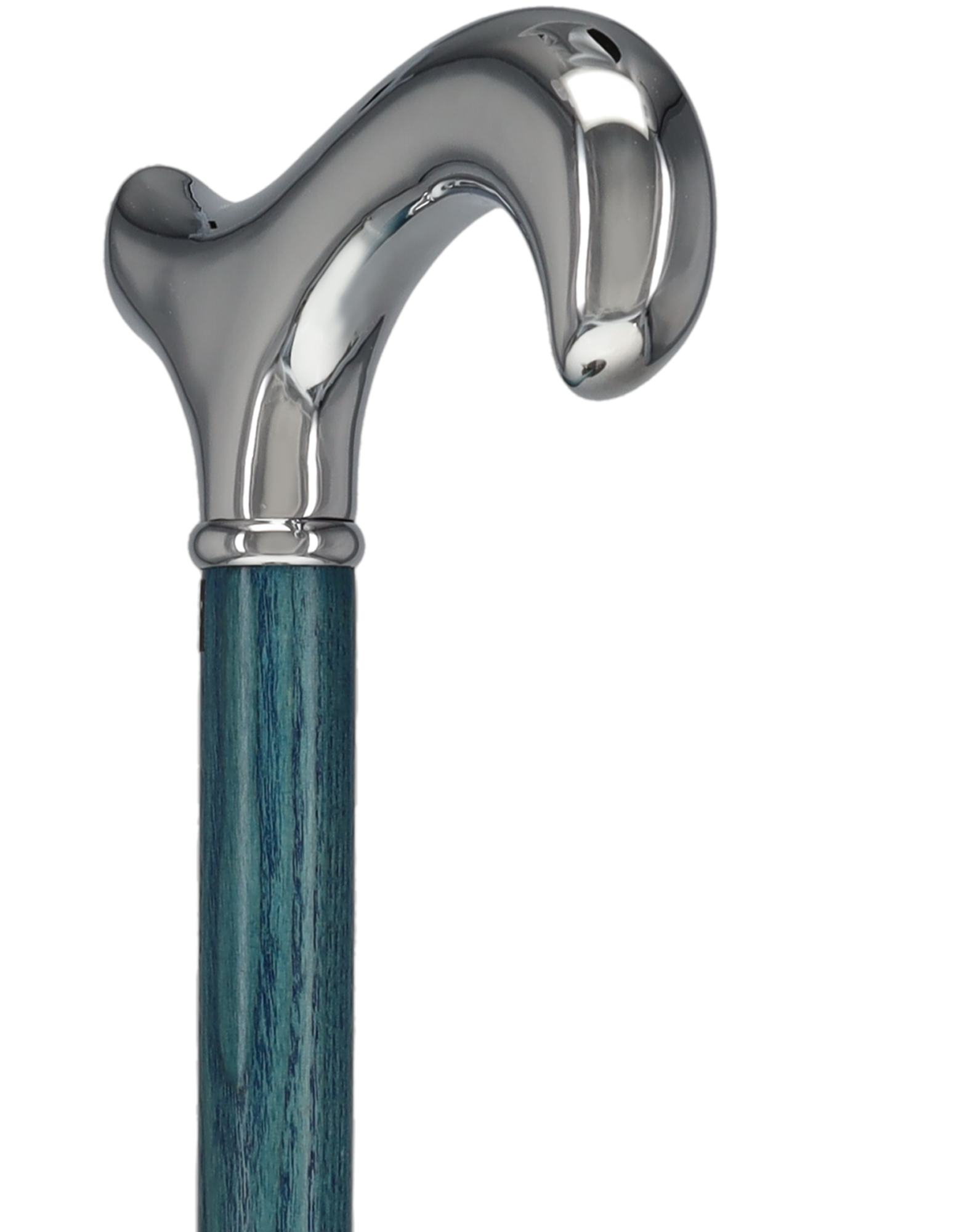 Luxury Blue Chrome Derby Cane - Stained Denim Ash Wood
