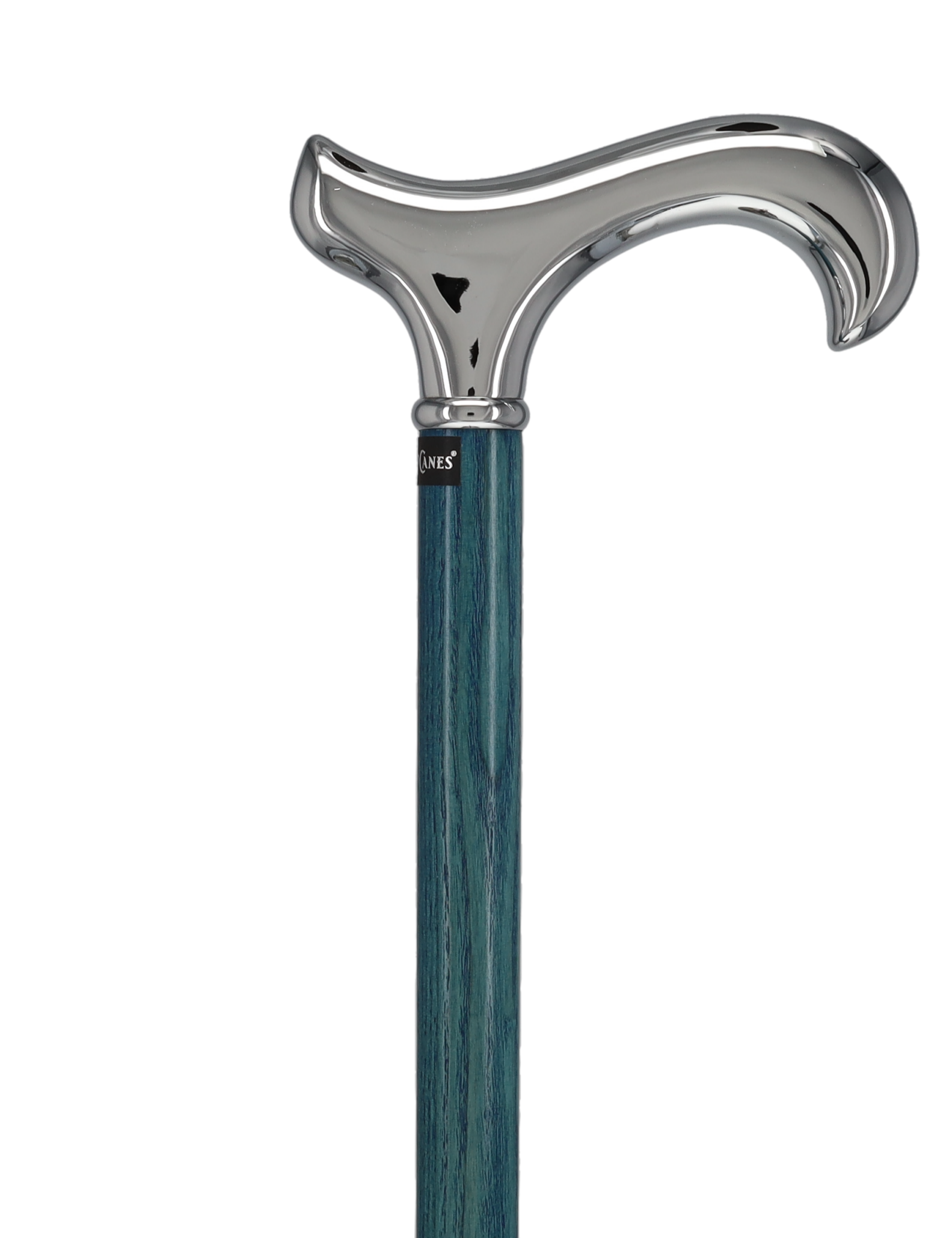 Luxury Blue Chrome Derby Cane - Stained Denim Ash Wood