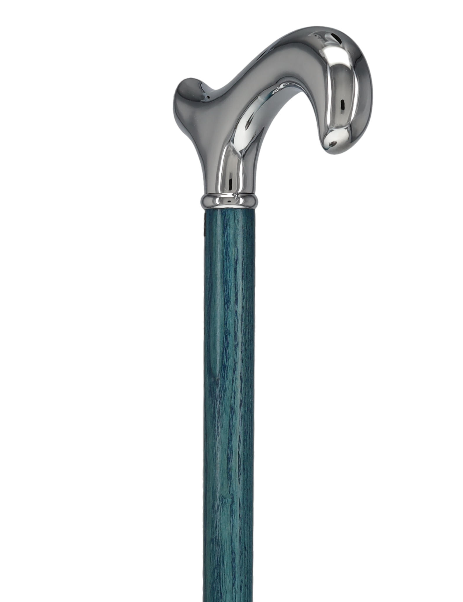 Luxury Blue Chrome Derby Cane - Stained Denim Ash Wood