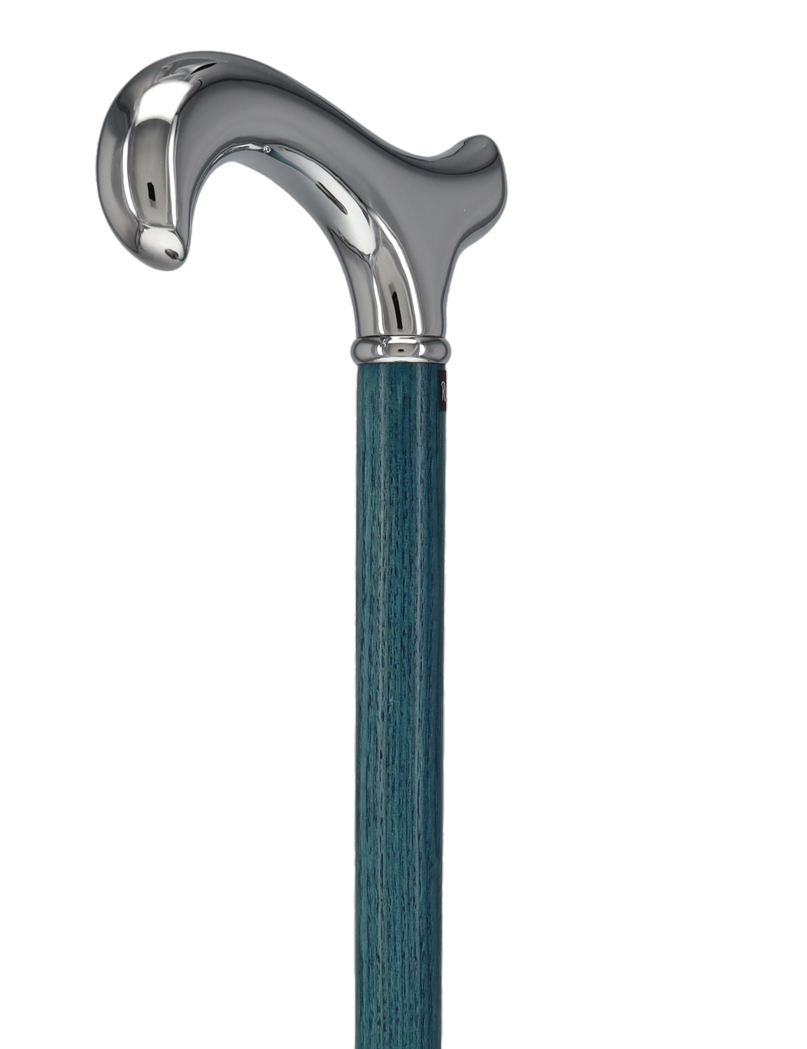 Luxury Blue Chrome Derby Cane - Stained Denim Ash Wood