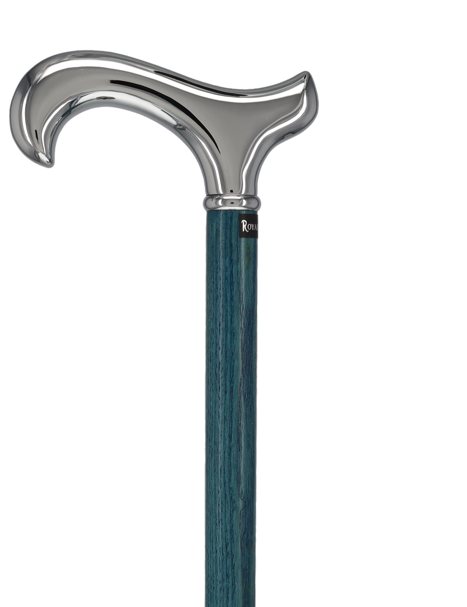 Luxury Blue Chrome Derby Cane - Stained Denim Ash Wood