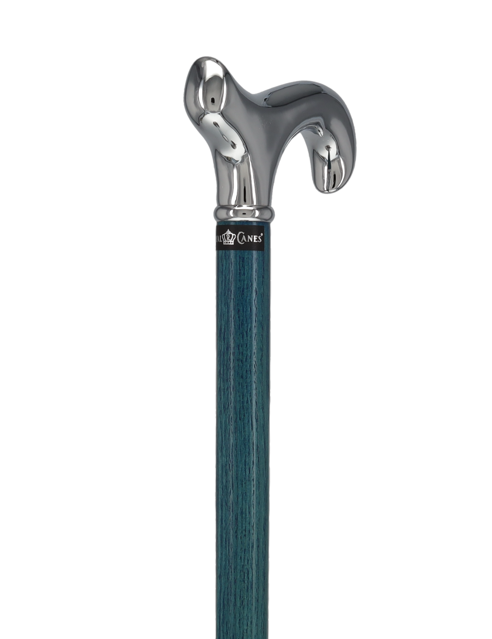 Luxury Blue Chrome Derby Cane - Stained Denim Ash Wood