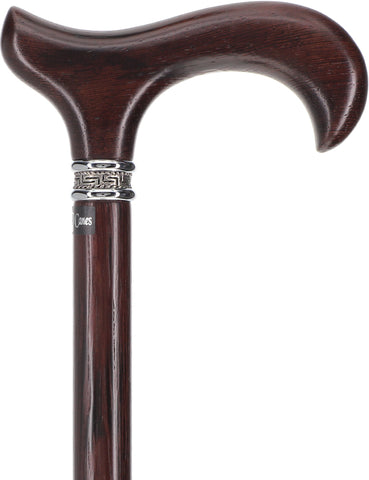 Scratch and Dent Textured Exotic Wenge Wood Derby Cane: Intricate Pewter Collar V3400
