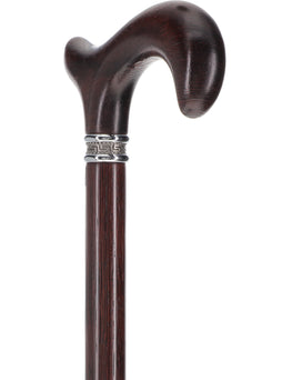 Textured Exotic Wenge Wood Derby Cane: Intricate Pewter Collar