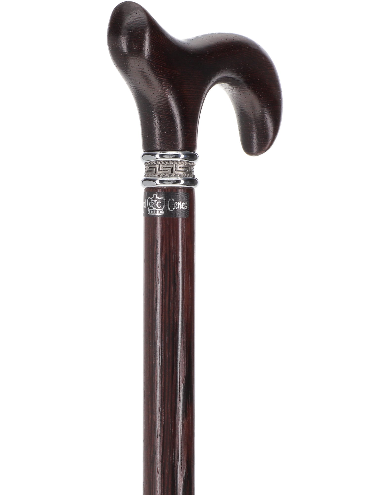 Textured Exotic Wenge Wood Derby Cane: Intricate Pewter Collar