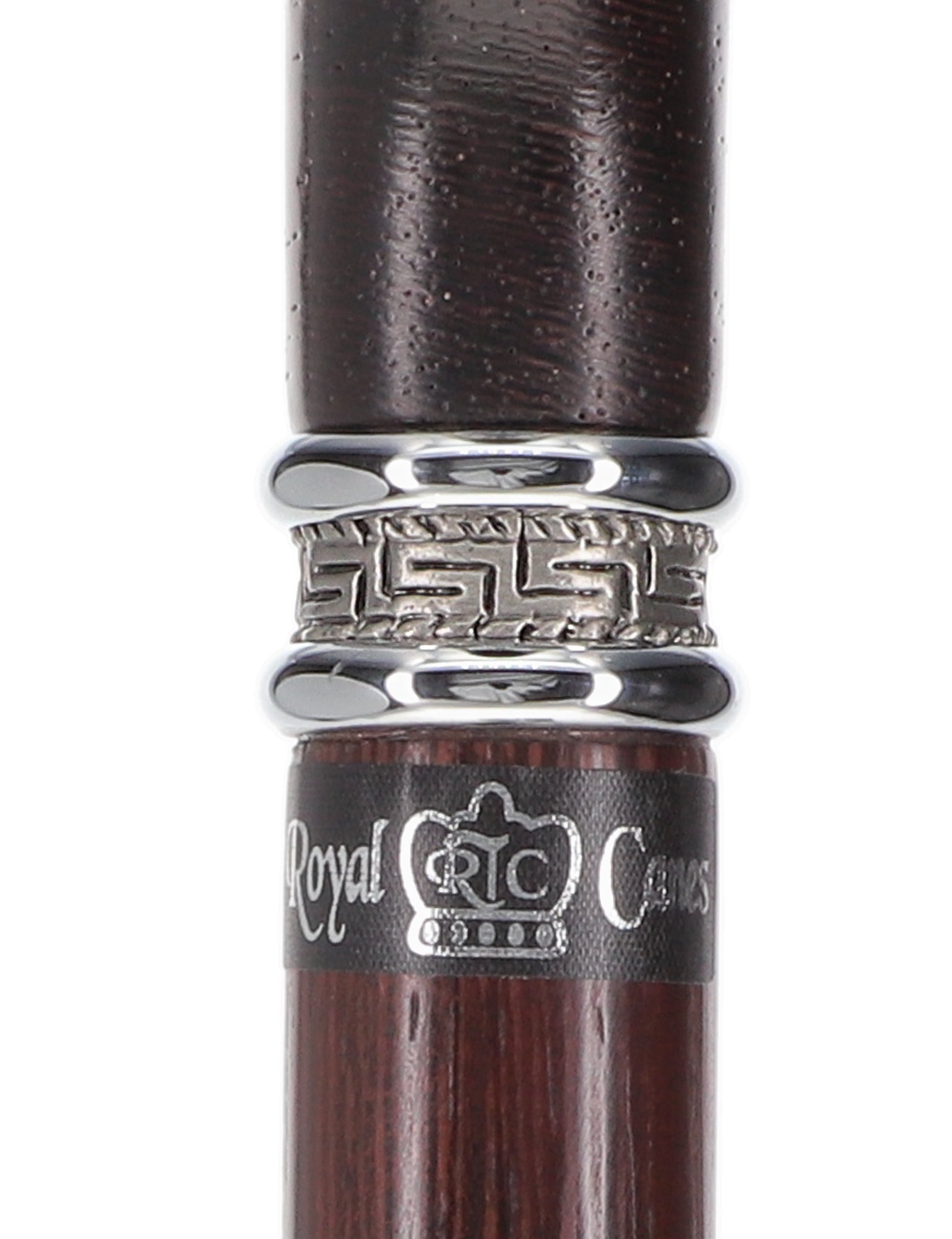 Textured Exotic Wenge Wood Derby Cane: Intricate Pewter Collar