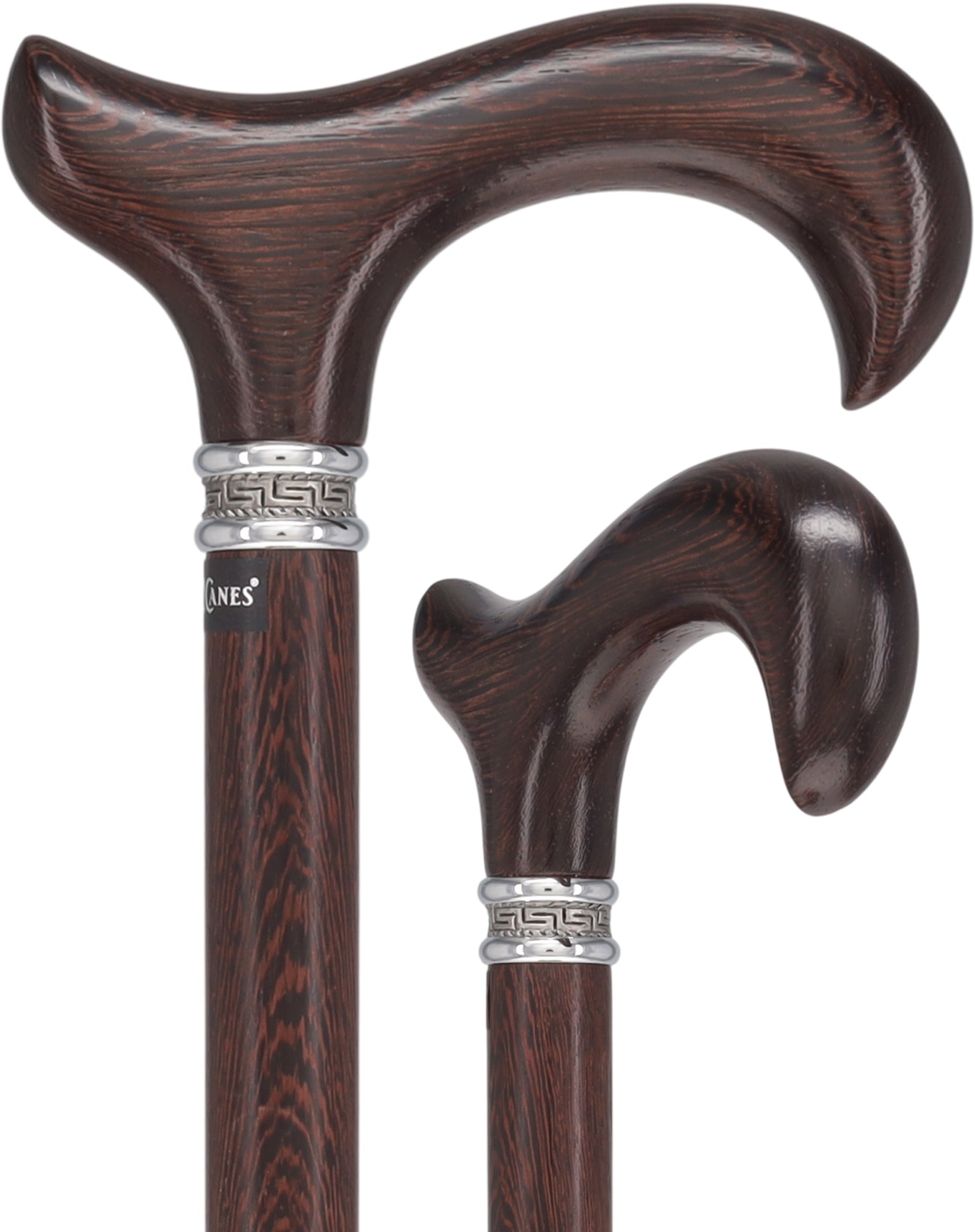 Textured Exotic Wenge Wood Derby Cane: Intricate Pewter Collar