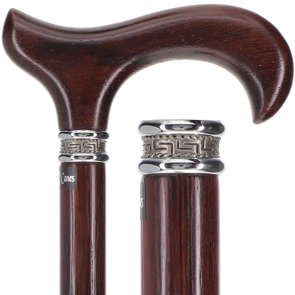 Scratch and Dent Genuine Wenge Wood Derby Walking Cane With Wenge Shaft And Pewter Collar V1902