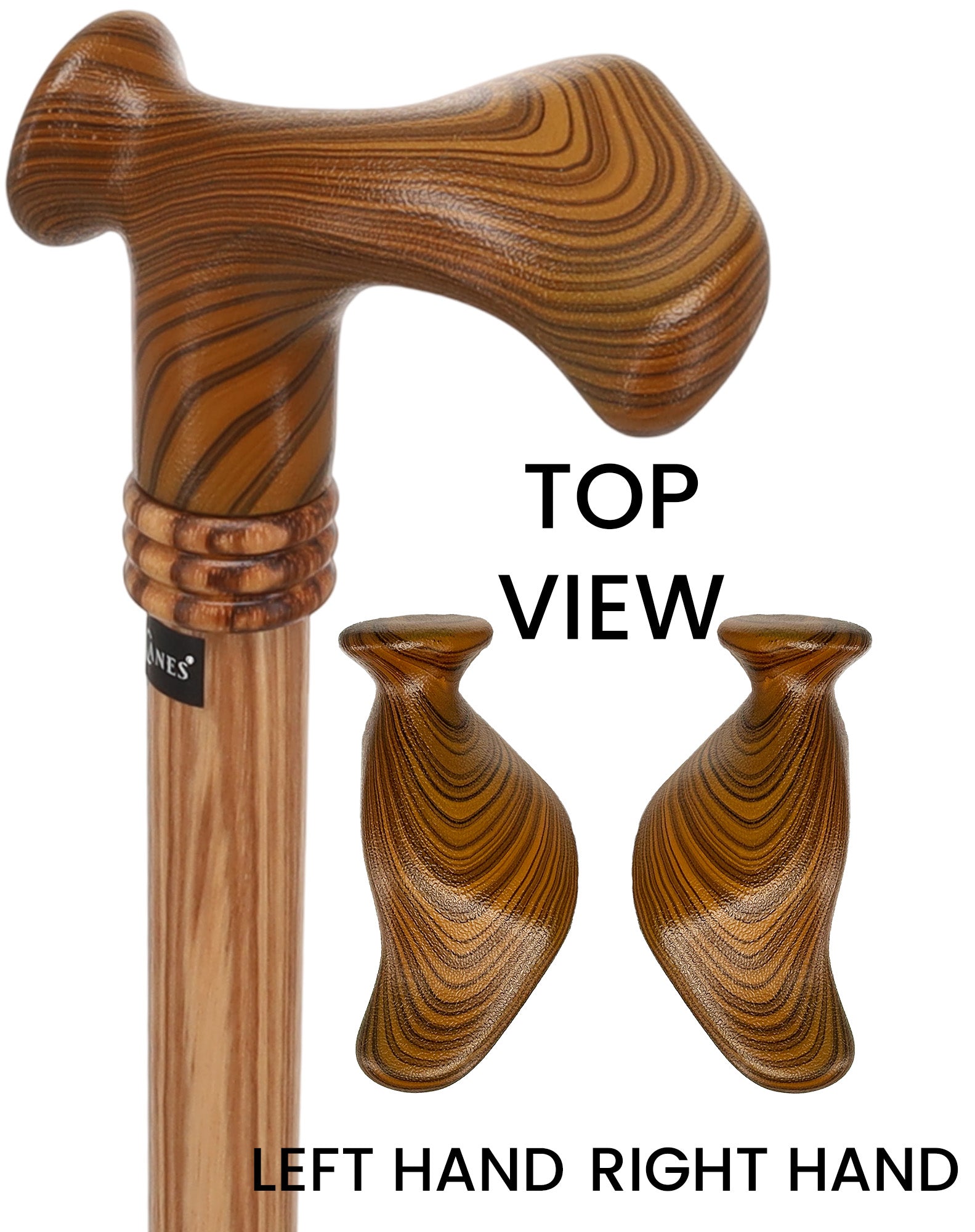 Contour Palm Grip Cane - Zebrano Wood, Ergonomic Comfort