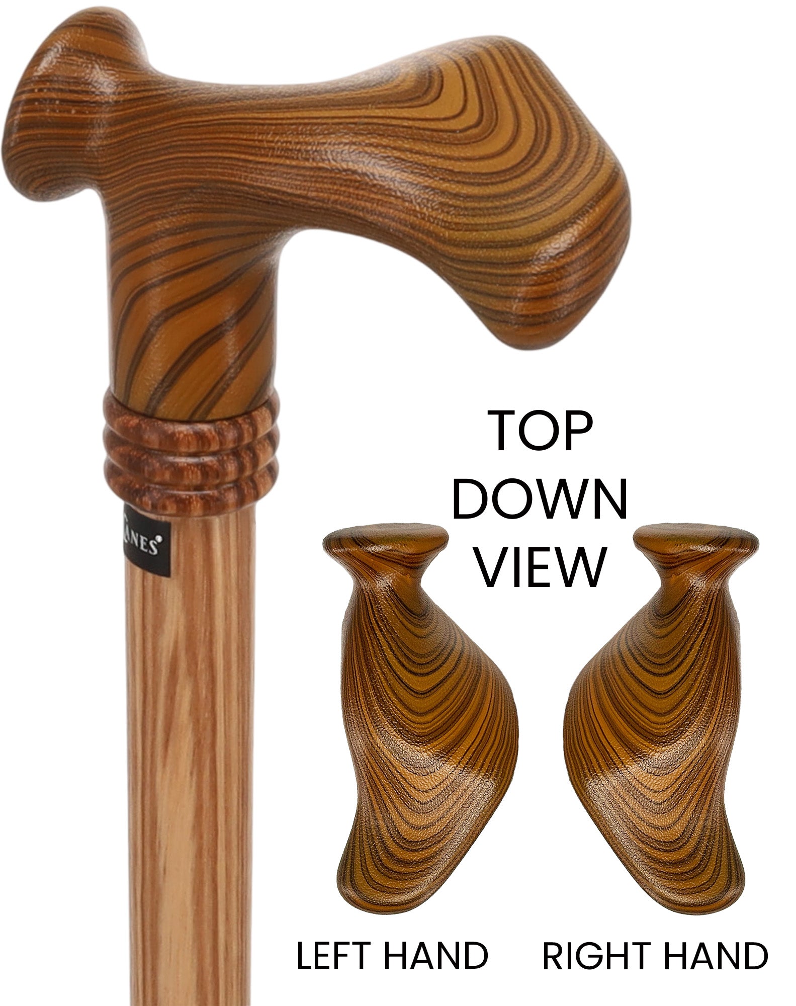 Contour Palm Grip Cane - Zebrano Wood, Ergonomic Comfort