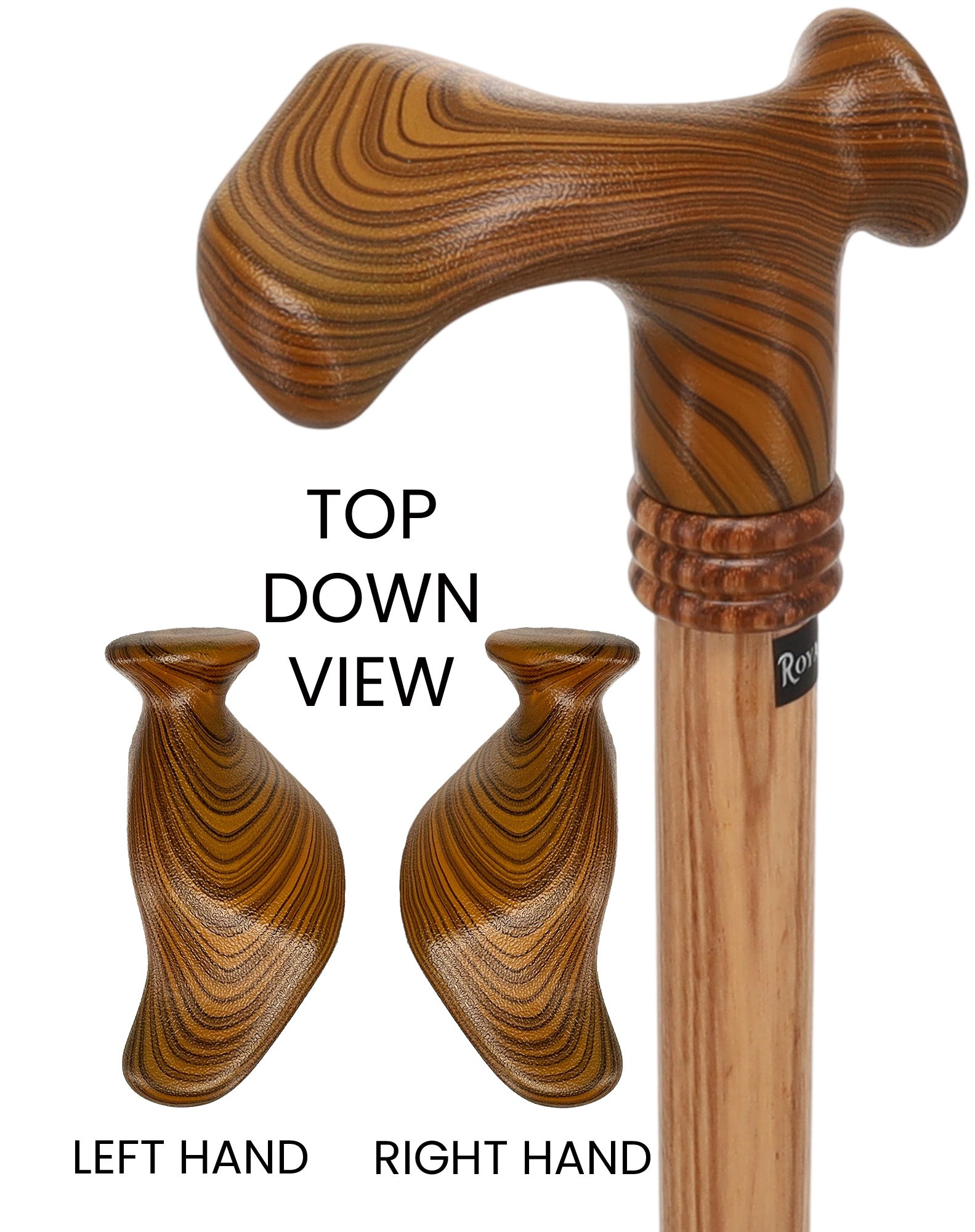 Contour Palm Grip Cane - Zebrano Wood, Ergonomic Comfort