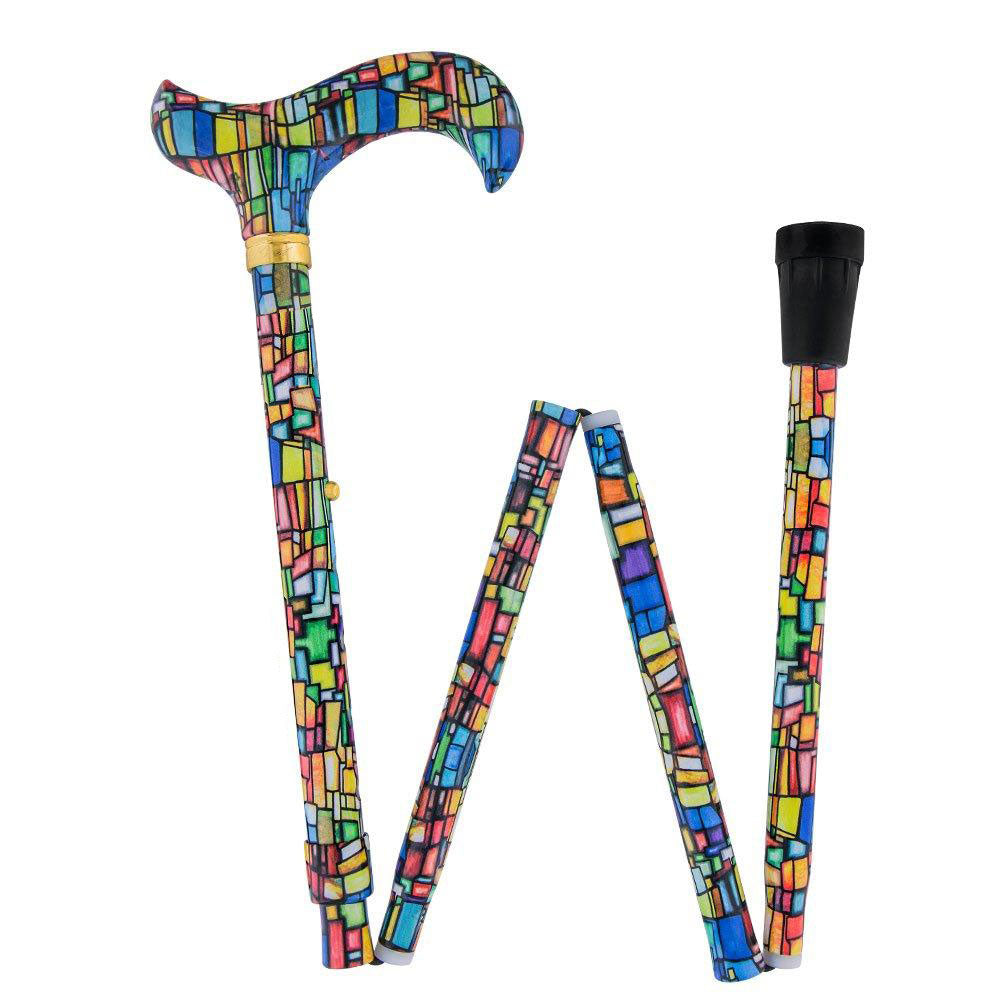 Mosaic Stained: Designer Pattern Folding Adjustable Cane