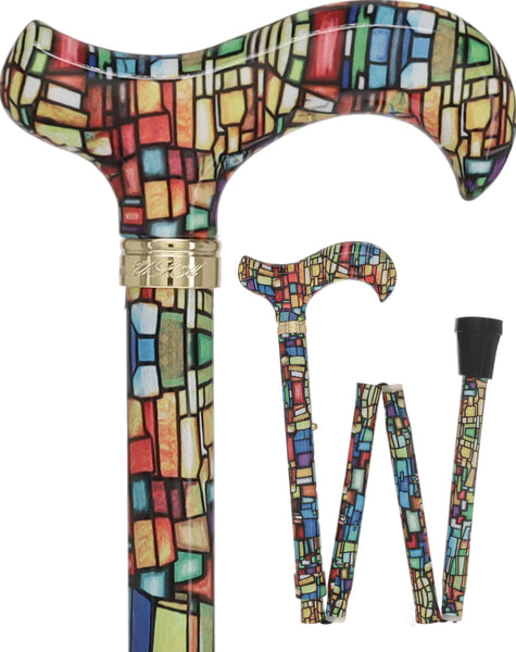 Mosaic Stained: Designer Pattern Folding Adjustable Cane