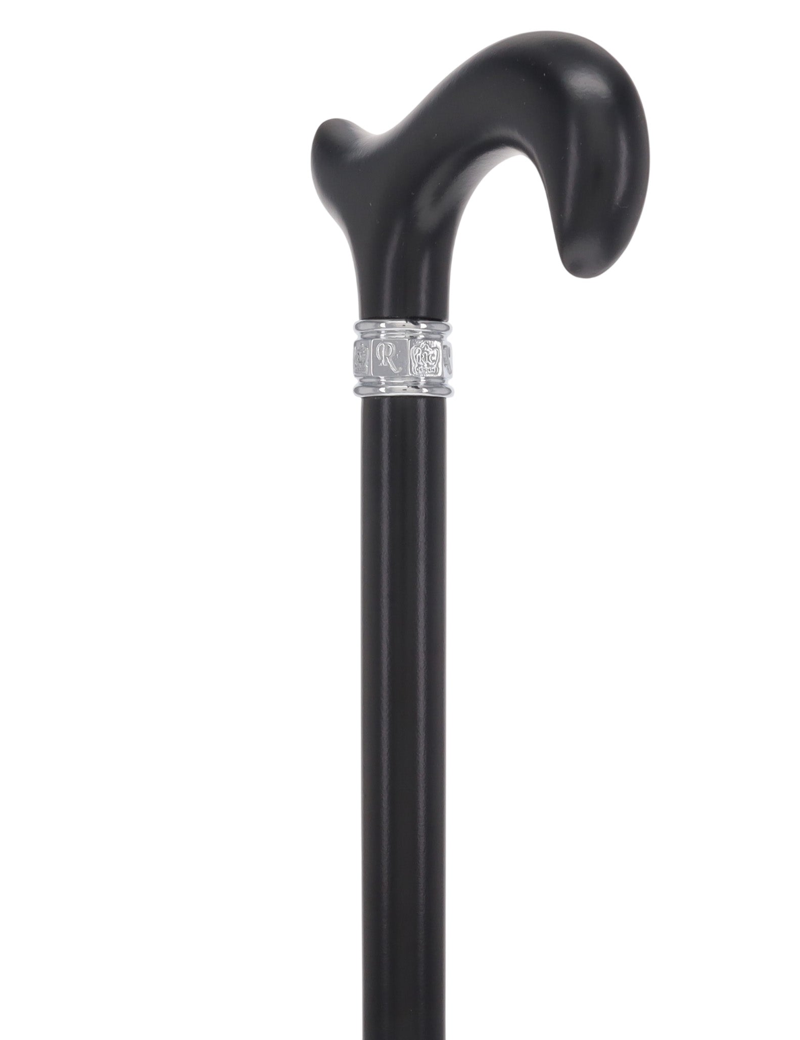 Elegant Black Beechwood Derby - Embossed Pewter Collar
