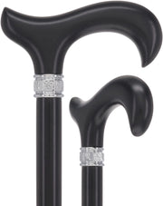 Elegant Black Beechwood Derby - Embossed Pewter Collar