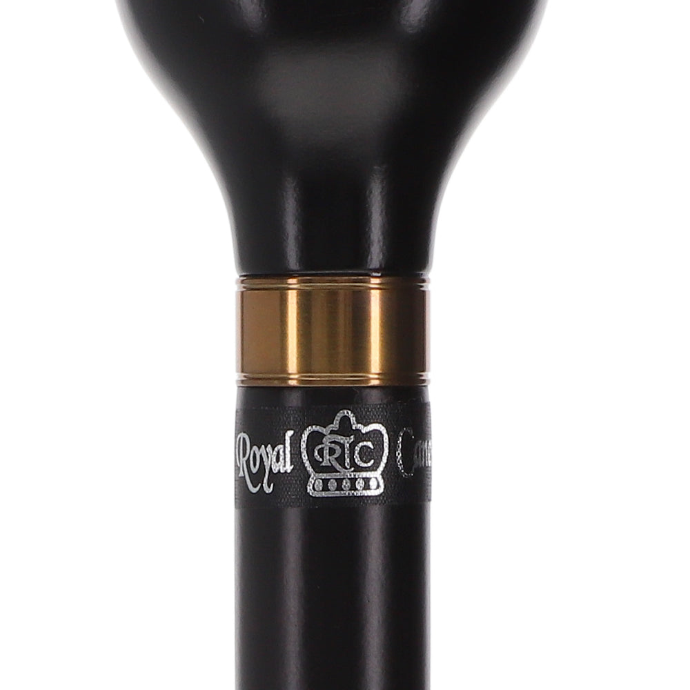 Timeless Black & Gold Elegance Knob Walking Stick