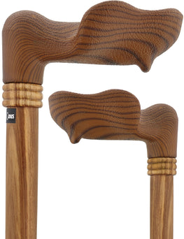 Scratch and Dent Comfort Palm Grip Cane - Zebrano Wood & Collar V2382