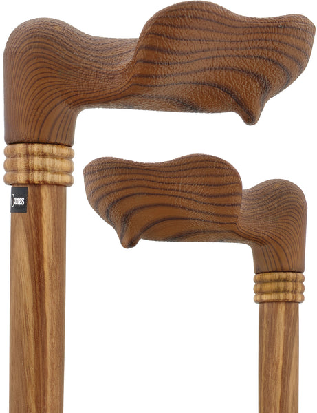 Comfort Palm Grip Cane - Zebrano Wood & Collar