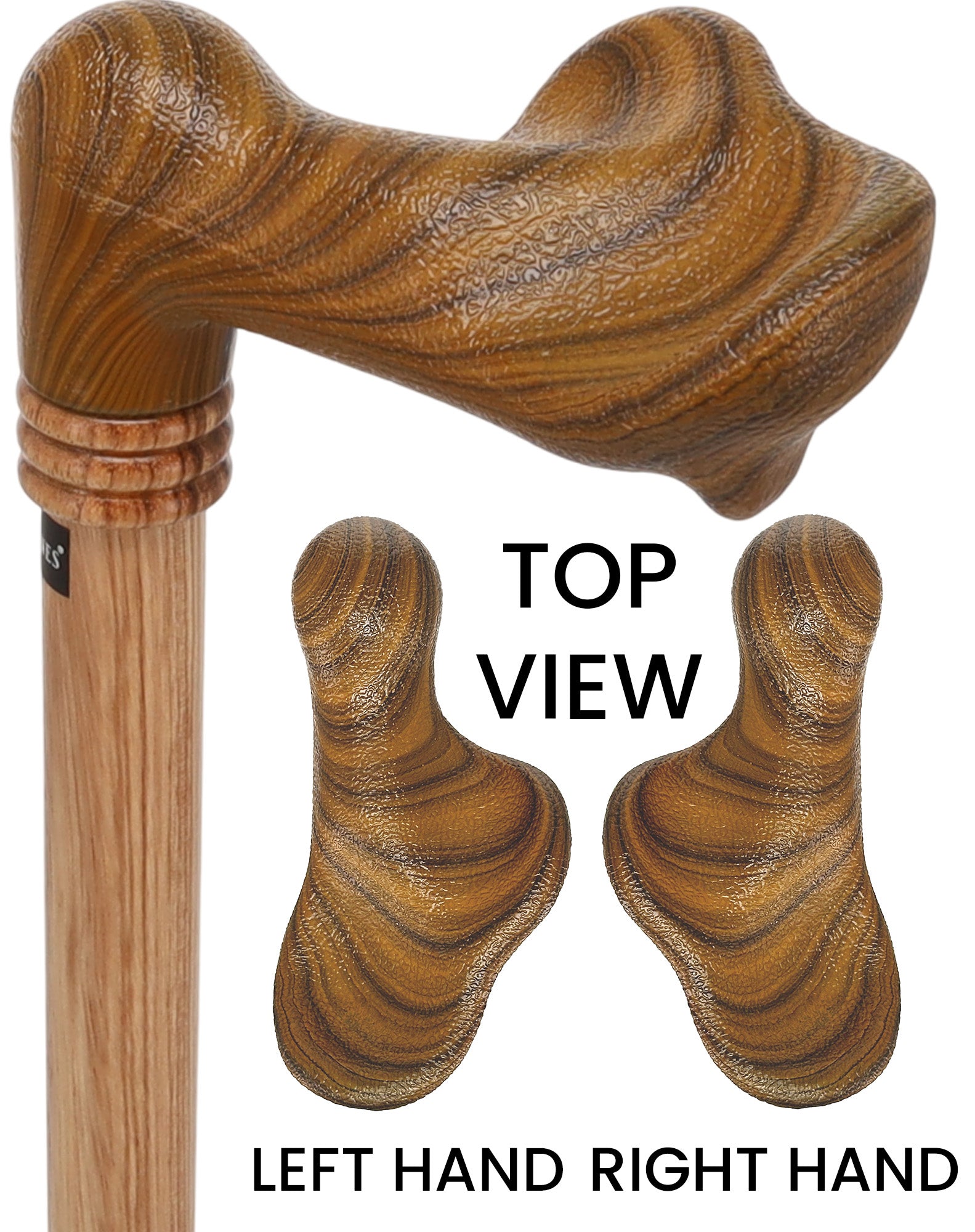 Comfort Palm Grip Cane - Zebrano Wood & Collar