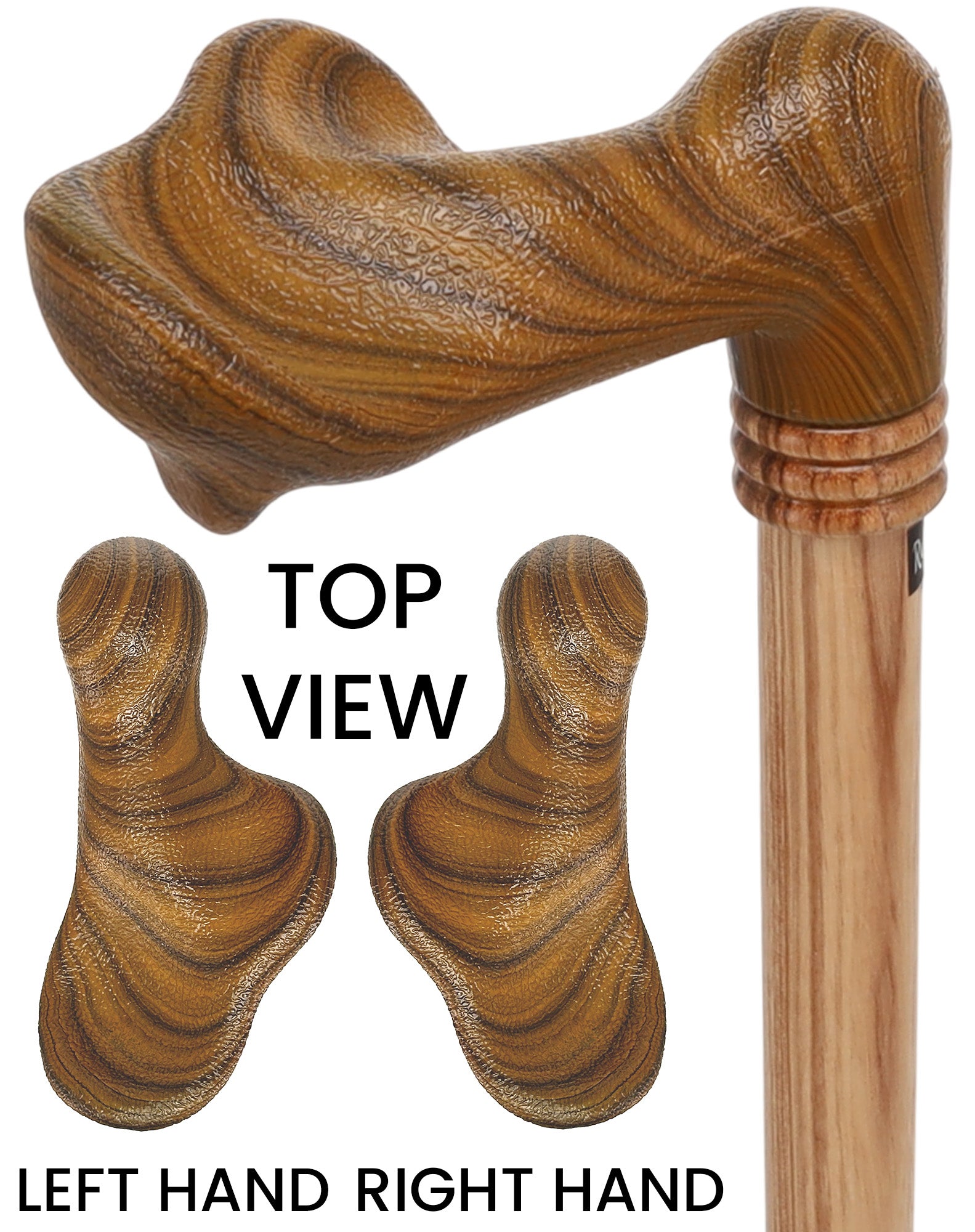 Comfort Palm Grip Cane - Zebrano Wood & Collar