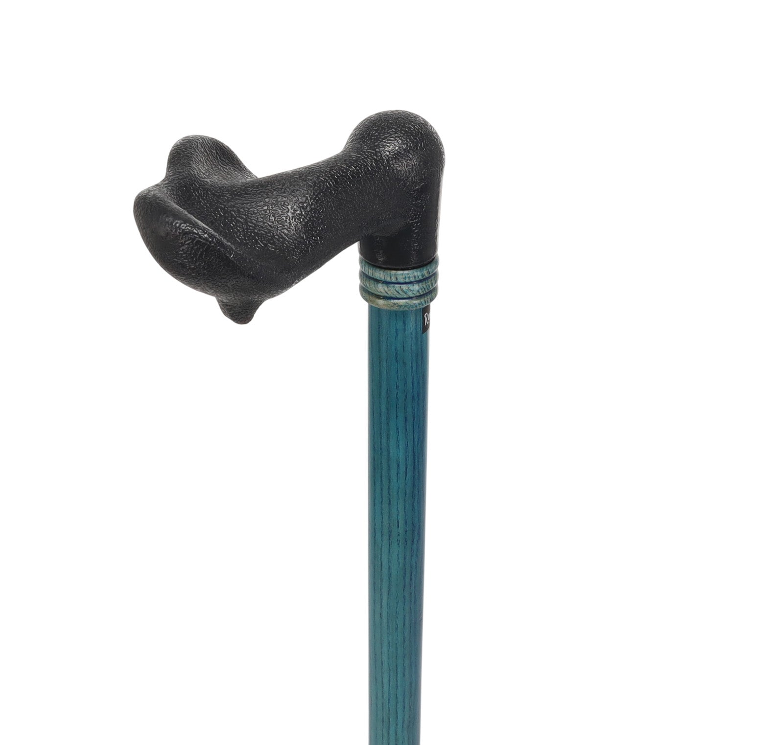Comfy Denim Blue Palm-Grip Cane: Ash Wood Shaft & Wooden Collar
