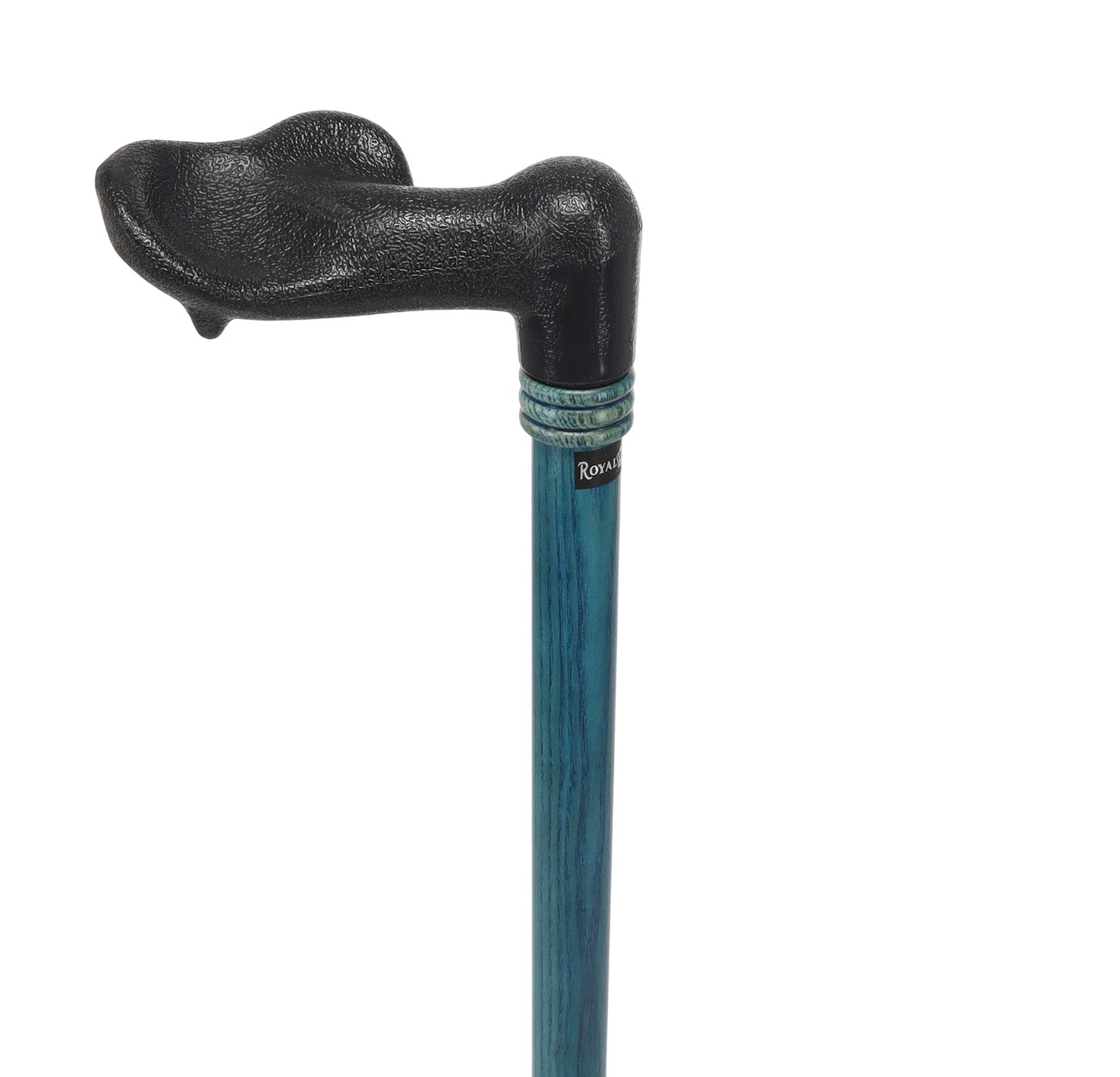 Comfy Denim Blue Palm-Grip Cane: Ash Wood Shaft & Wooden Collar