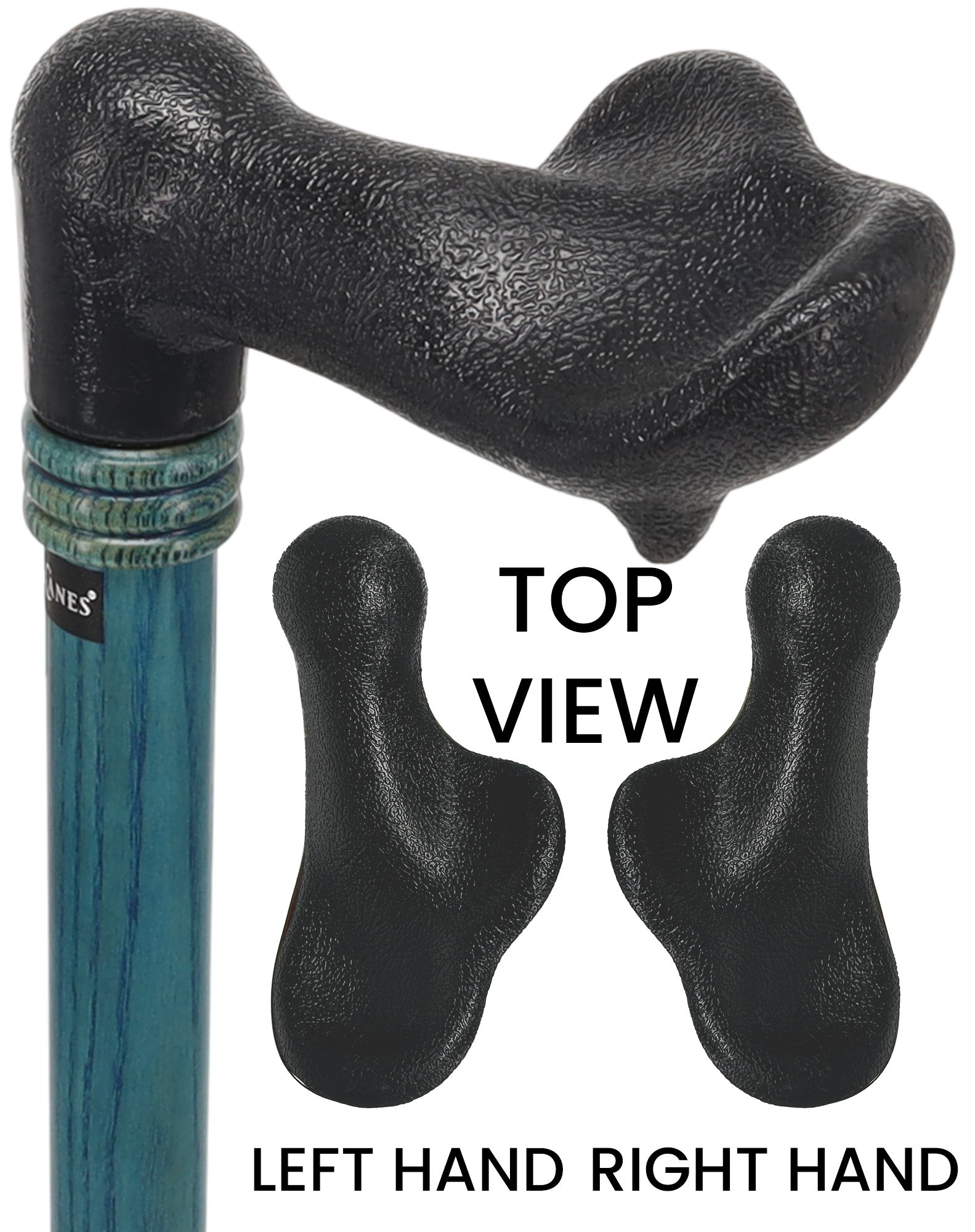 Comfy Denim Blue Palm-Grip Cane: Ash Wood Shaft & Wooden Collar