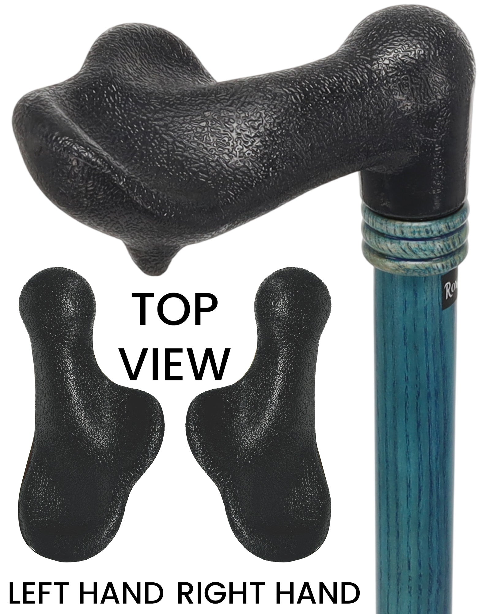 Comfy Denim Blue Palm-Grip Cane: Ash Wood Shaft & Wooden Collar