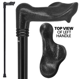 Black Palm-Grip Walking Cane with Black Beechwood Shaft and Collar
