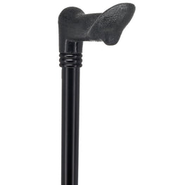 Black Palm-Grip Walking Cane with Black Beechwood Shaft and Collar