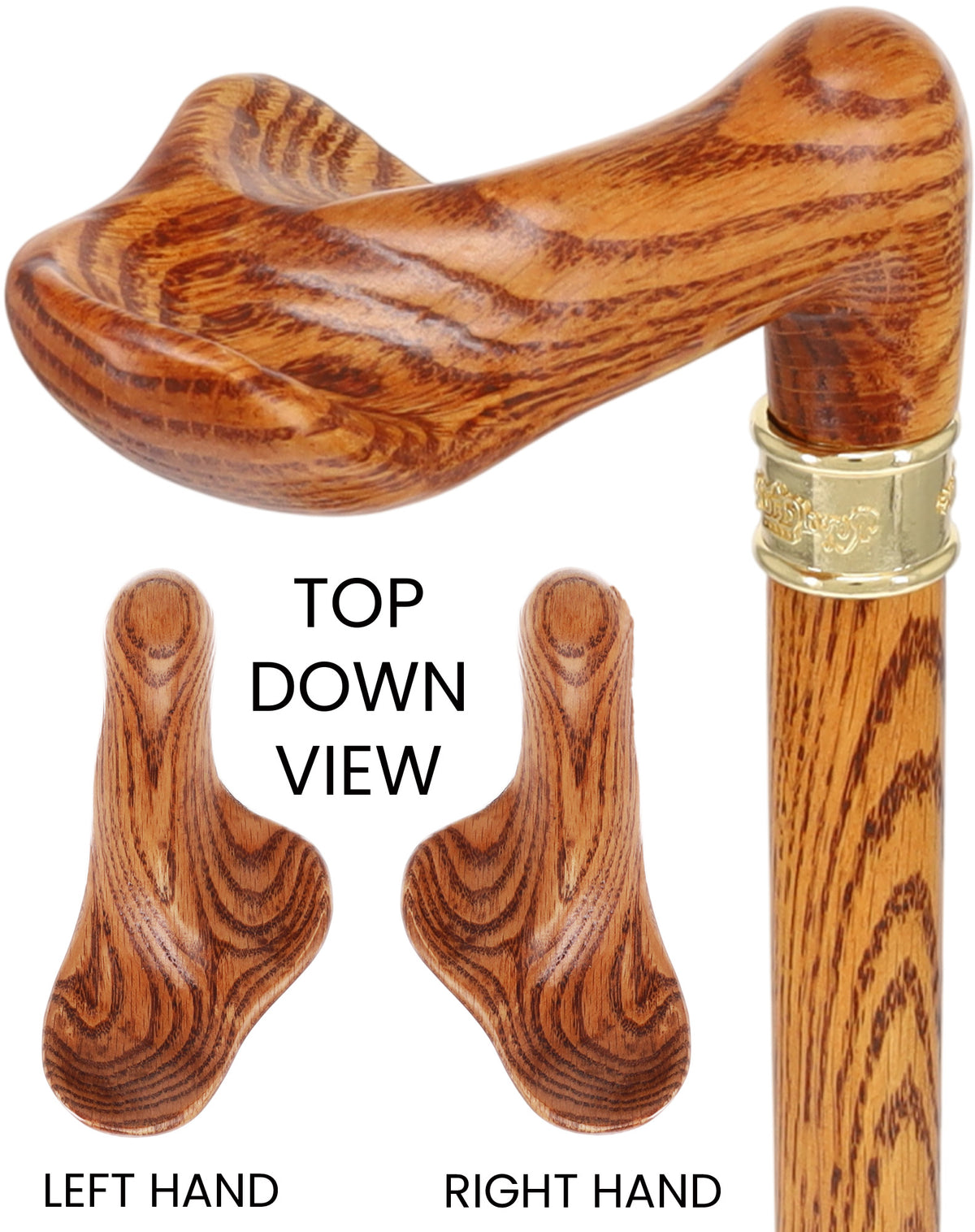 Luxury Oak Palm Grip Walking Cane - Ergonomic Comfort