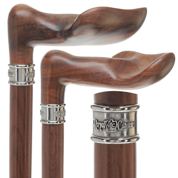 Luxury Walnut Palm Grip Walking Cane - Ergonomic Comfort