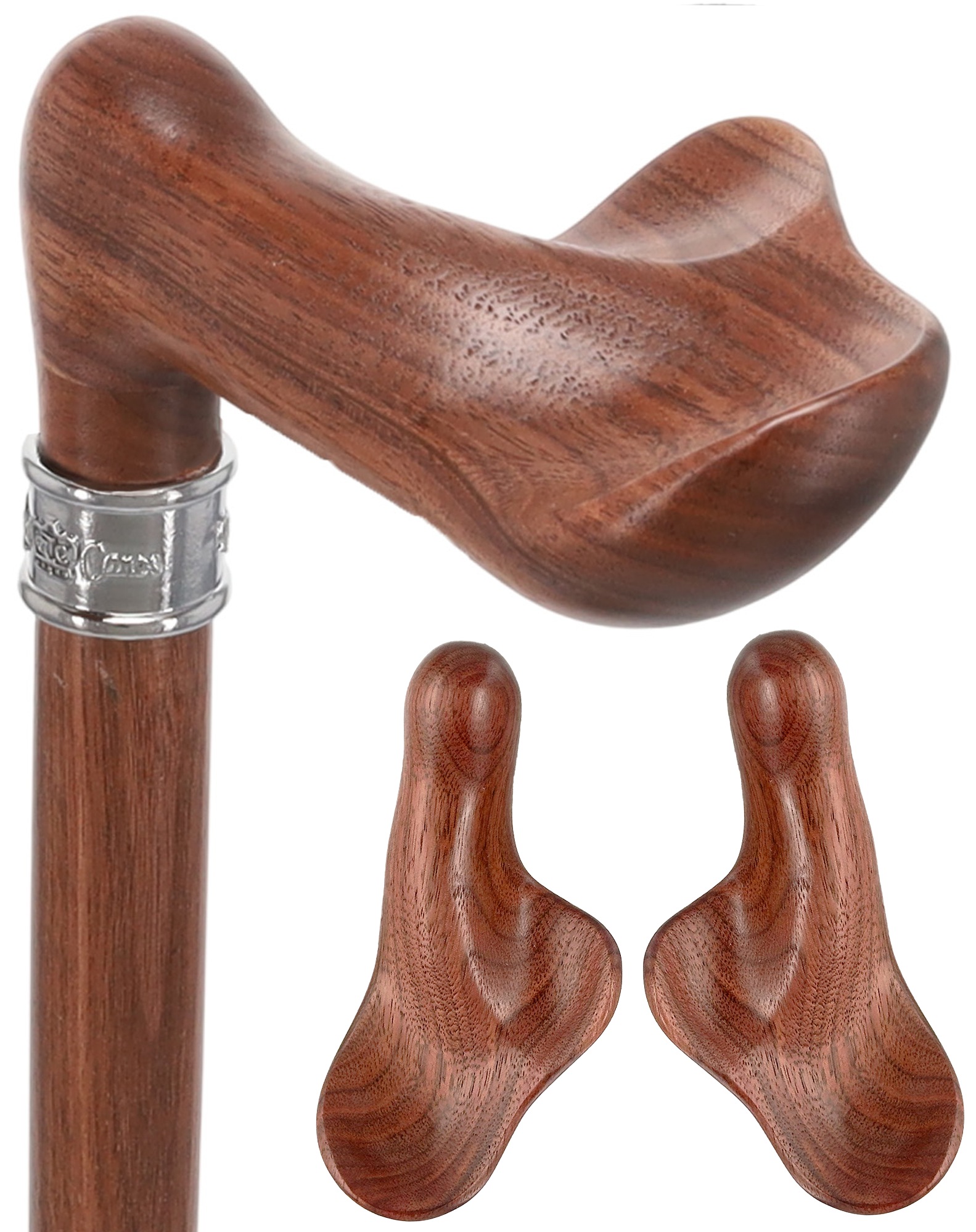 Luxury Walnut Palm Grip Walking Cane - Ergonomic Comfort