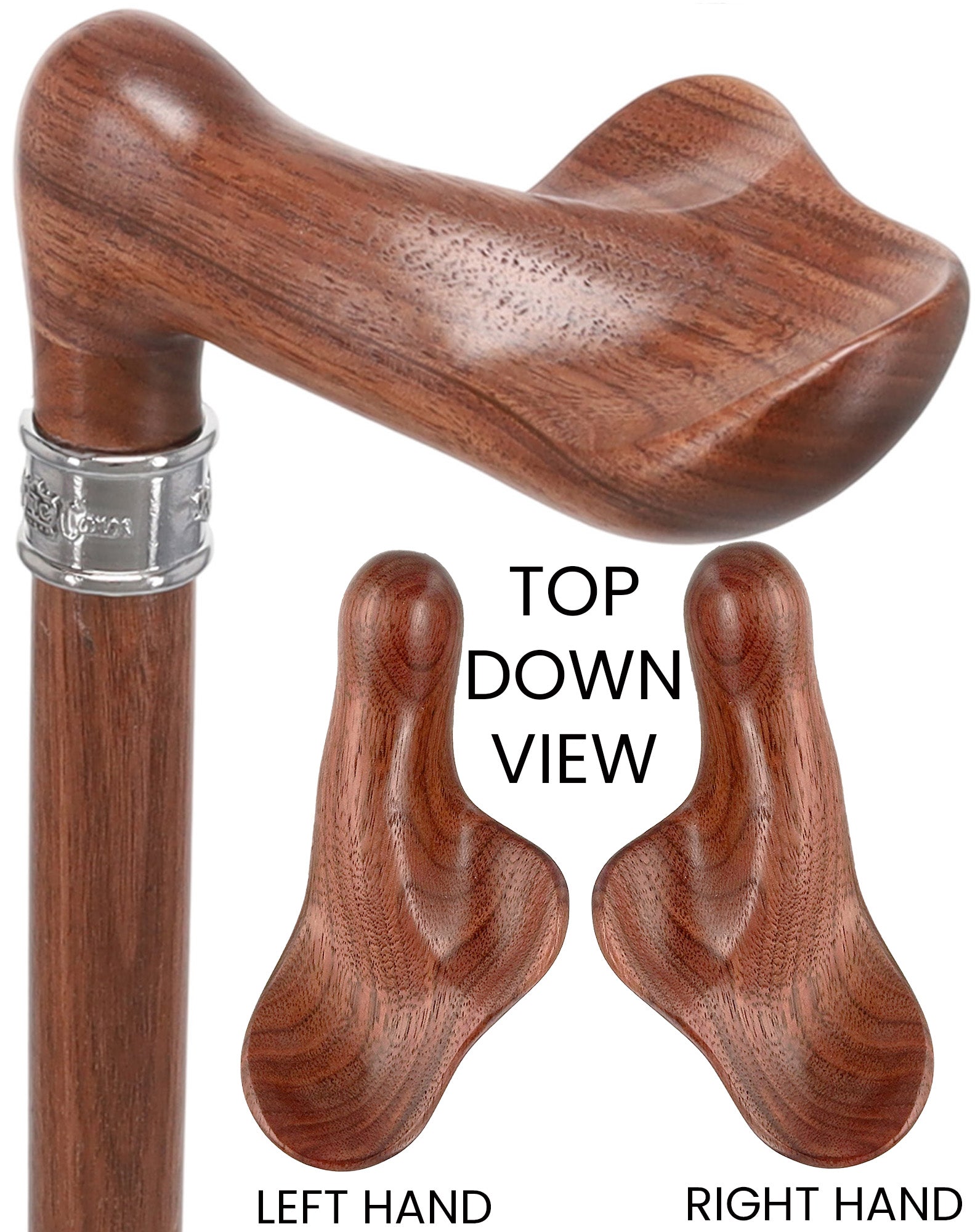 Luxury Walnut Palm Grip Walking Cane - Ergonomic Comfort