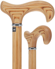 Flame Scorched Ash Derby Walking Cane: Enhanced Wood Grain