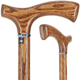 Natural Oak Fritz Walking Cane - Strong & Sturdy, Sleek Silver Collar, Comfy Fritz Grip