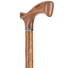 Natural Oak Fritz Walking Cane - Strong & Sturdy, Sleek Silver Collar, Comfy Fritz Grip