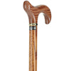 Natural Oak Derby Walking Cane - Strong & Sturdy, Sleek Gold Collar, Comfy Derby Grip