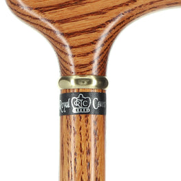 Hand-Made Oak Derby Walking Cane w/ Gold Collar