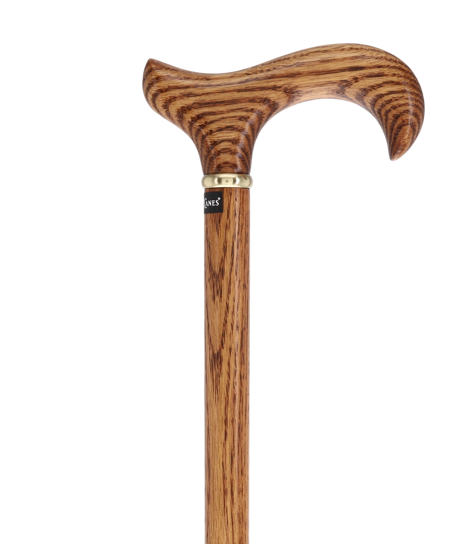 Strong Natural Oak Derby Cane with Gold Collar