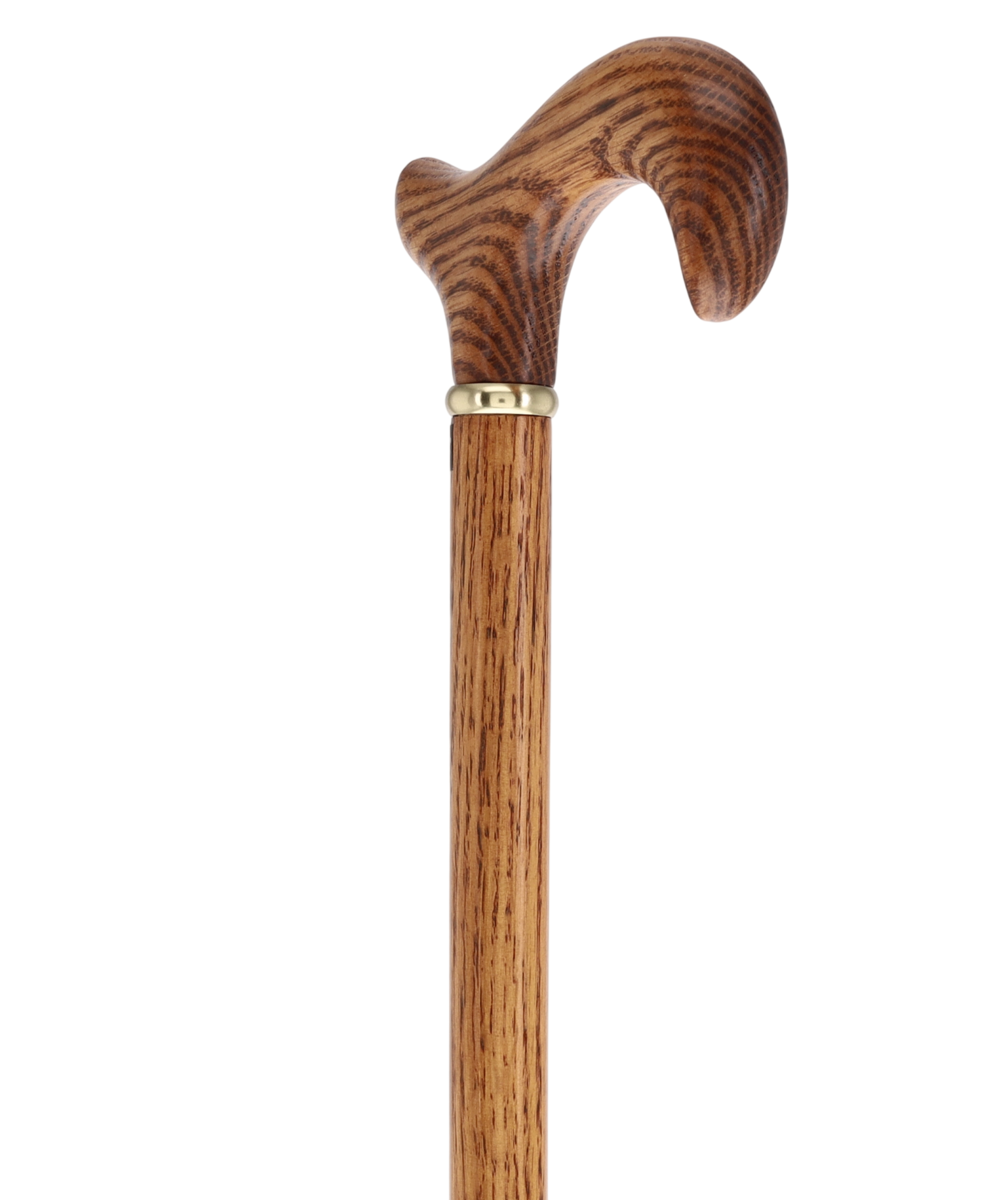 Strong Natural Oak Derby Cane with Gold Collar