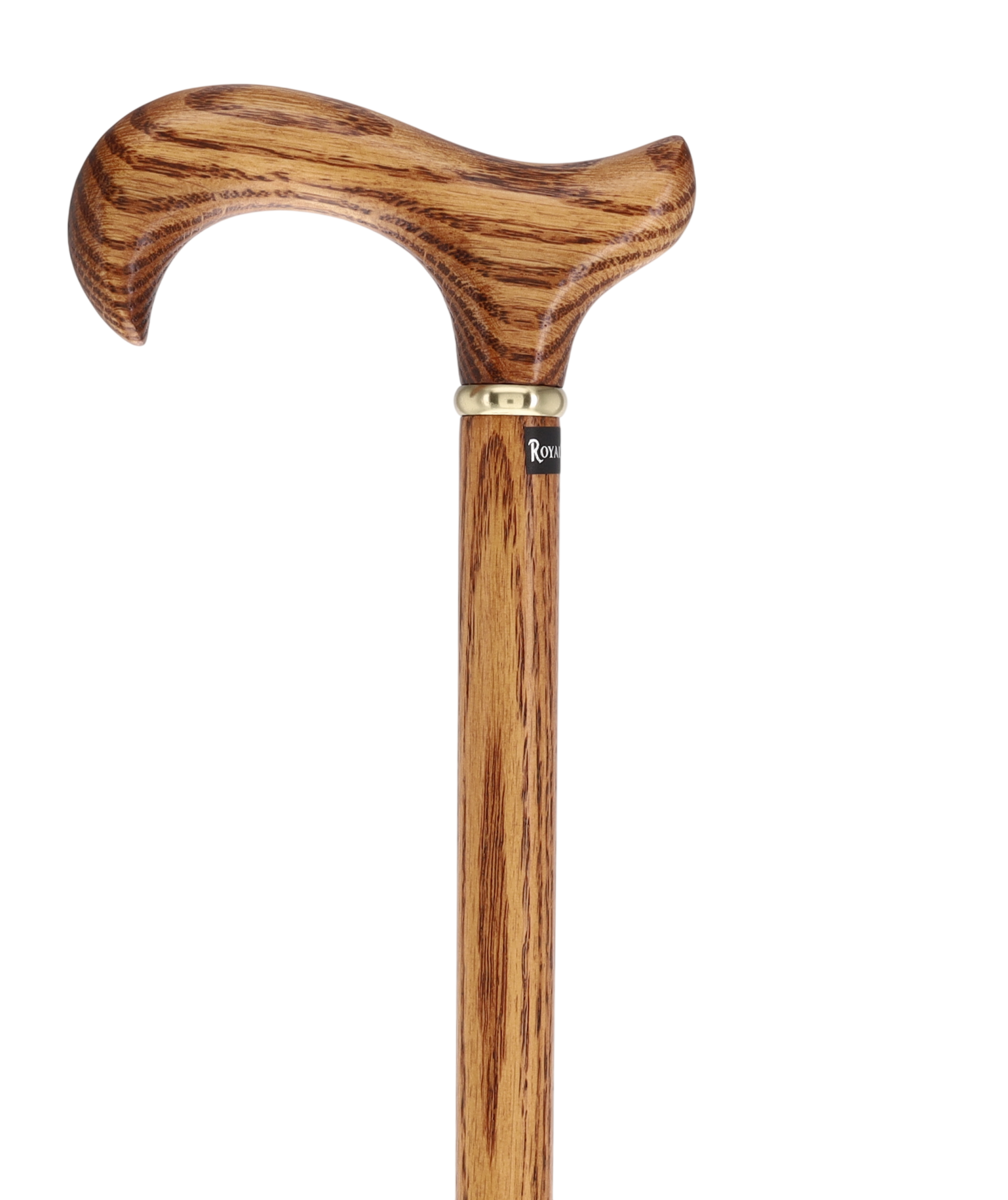 Strong Natural Oak Derby Cane with Gold Collar