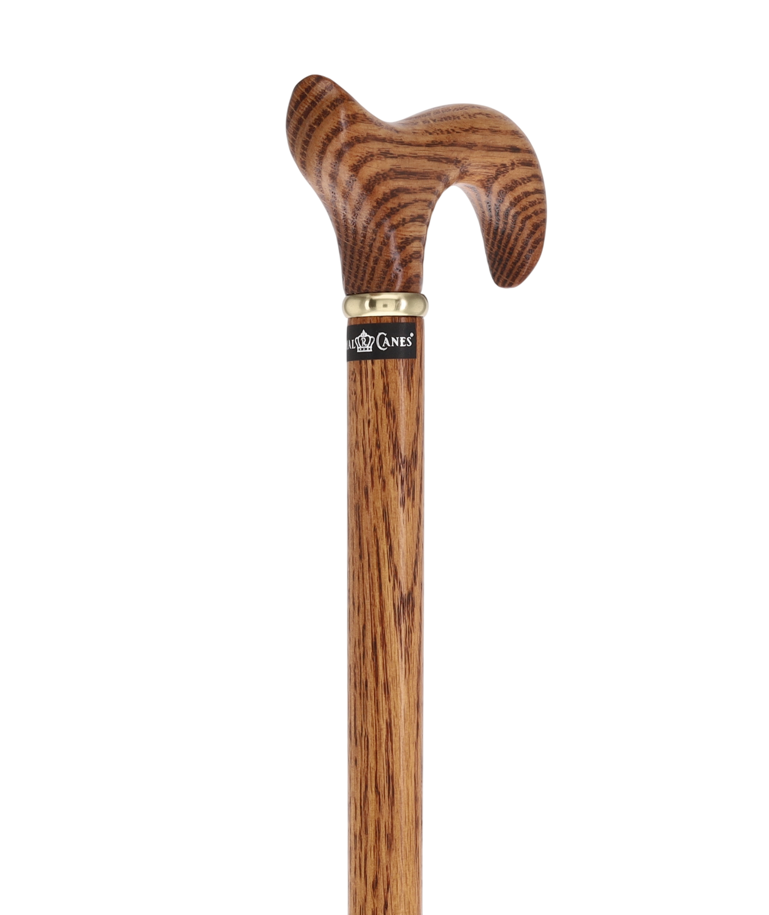 Strong Natural Oak Derby Cane with Gold Collar
