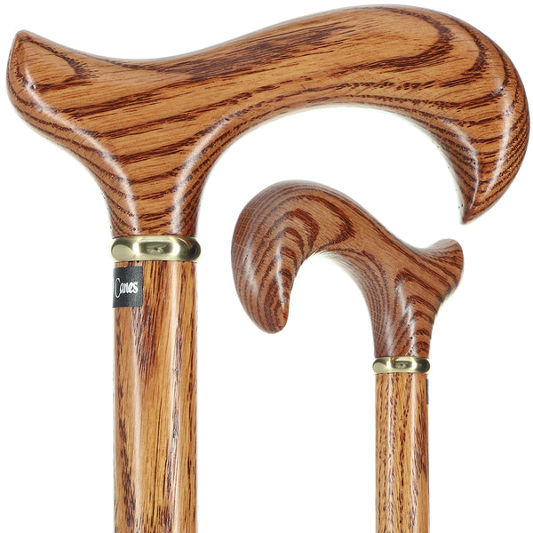 Strong Natural Oak Derby Cane with Gold Collar