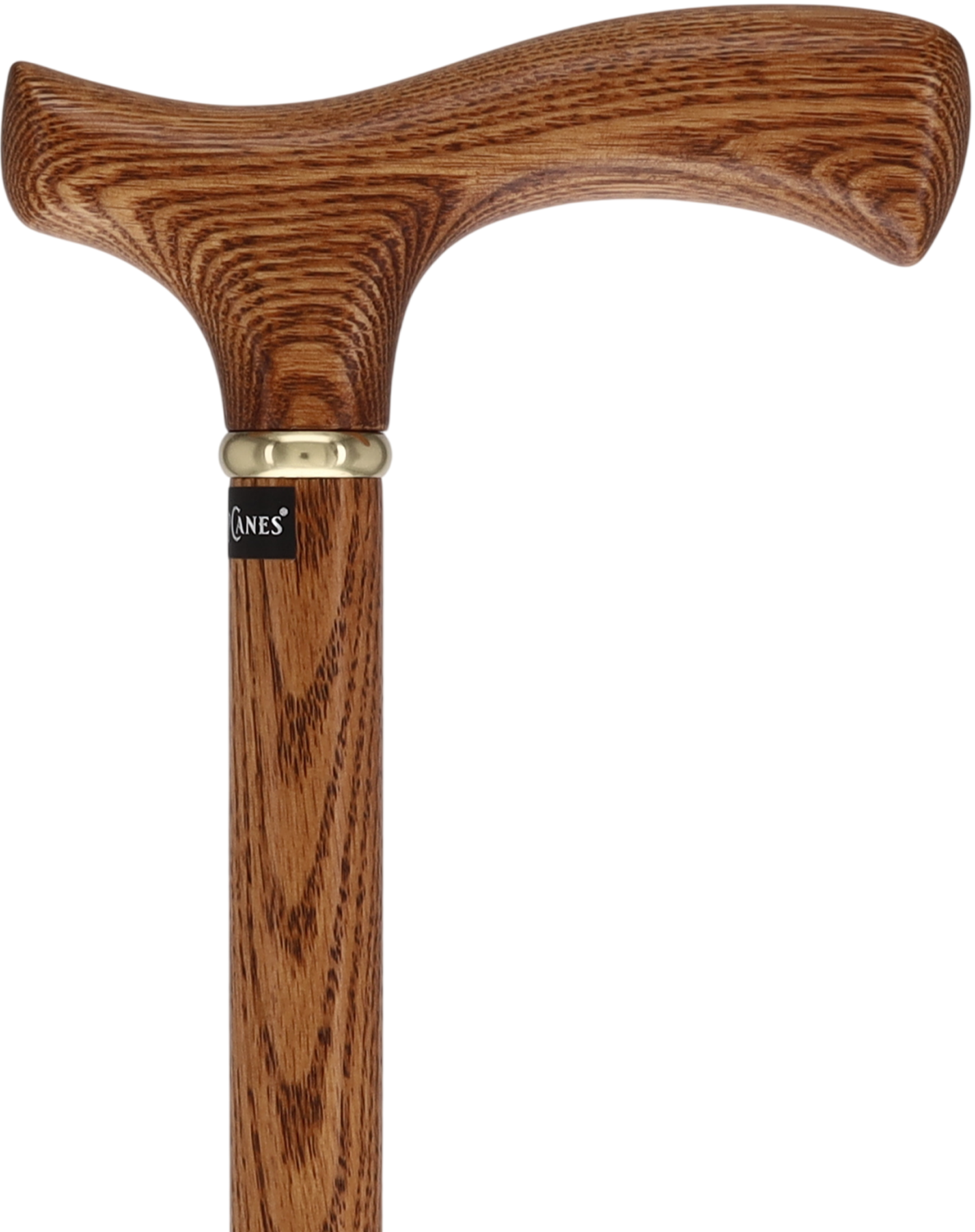 Handcrafted Oak Fritz Cane: Elegant Gold Collar
